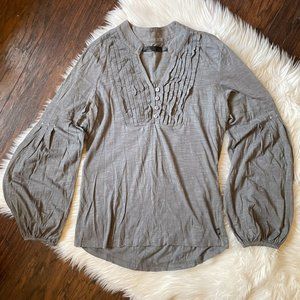 Prana gray cotton balloon sleeve blouse